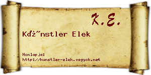 Künstler Elek névjegykártya
